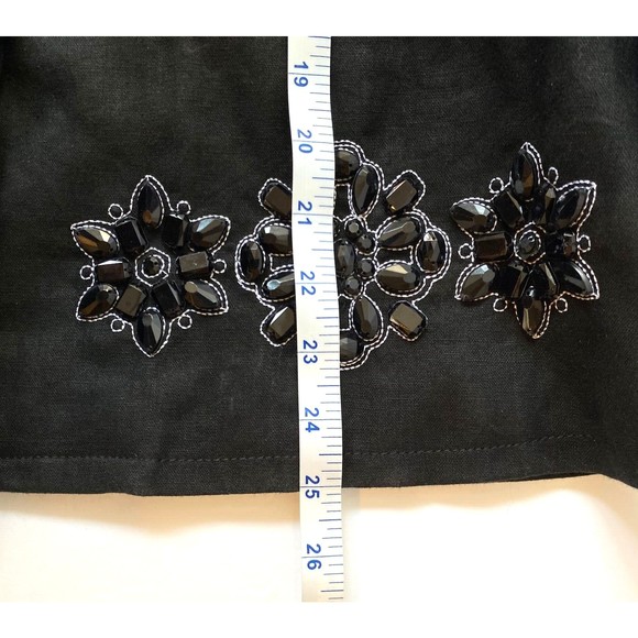 NWT JM Collection Womens Iris Garden Embellished Linen Blazer Jacket Black Sz 16 - Picture 13 of 14